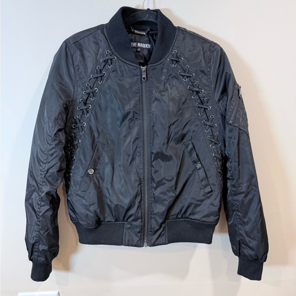 🔥Steve Madden Black Bomber Jacket for Women Size S EC🔥